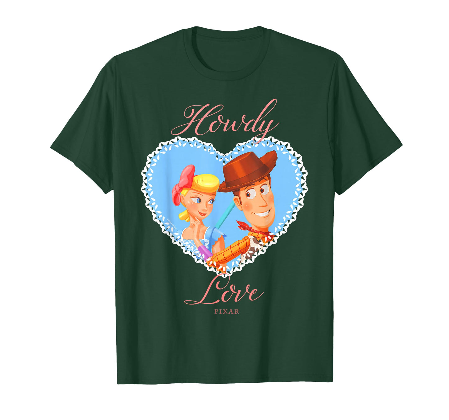 Disney Pixar Toy Story Woody & Bo Peep Howdy Love Heart T-Shirt