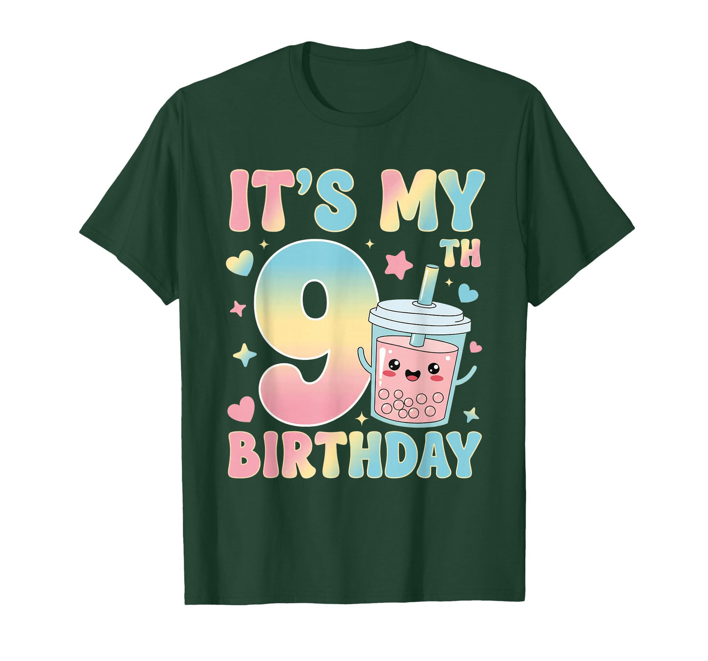 It's My 9th Birthday Bubble Boba Tea Party 9 Year Old Girl T-Shirt