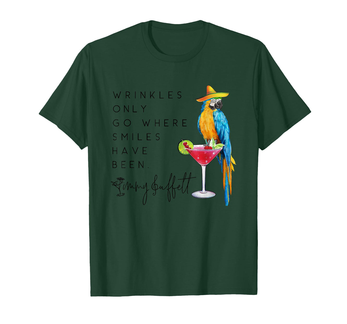 Wrinkles Only Go Where Smiles Have Been Cute Parrot Mexican T-Shirt
