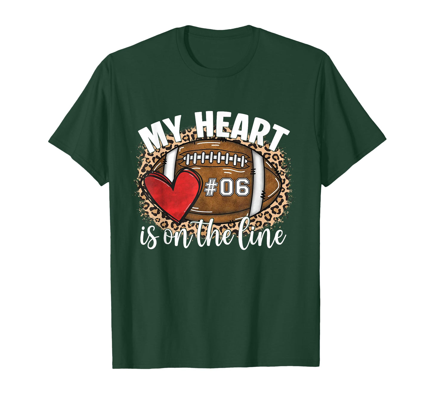 My Heart is On The Line 06 Jersey Number Football Mom Women T-Shirt