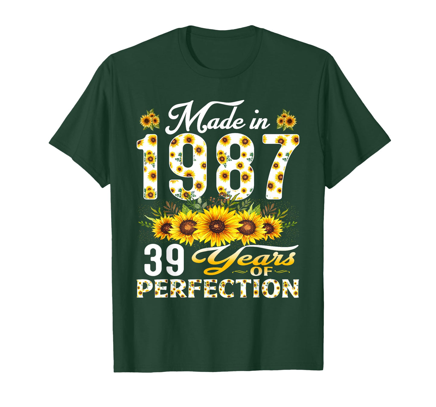 39 Year Old Made in 1987 Sunflower 39th Birthday Women T-Shirt