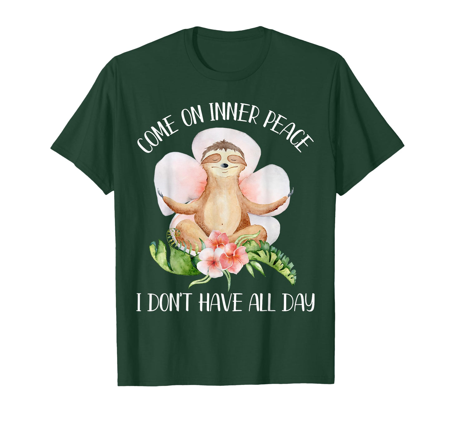 Funny Sloth Yoga Saying Come On Inner Peace Gift T-Shirt