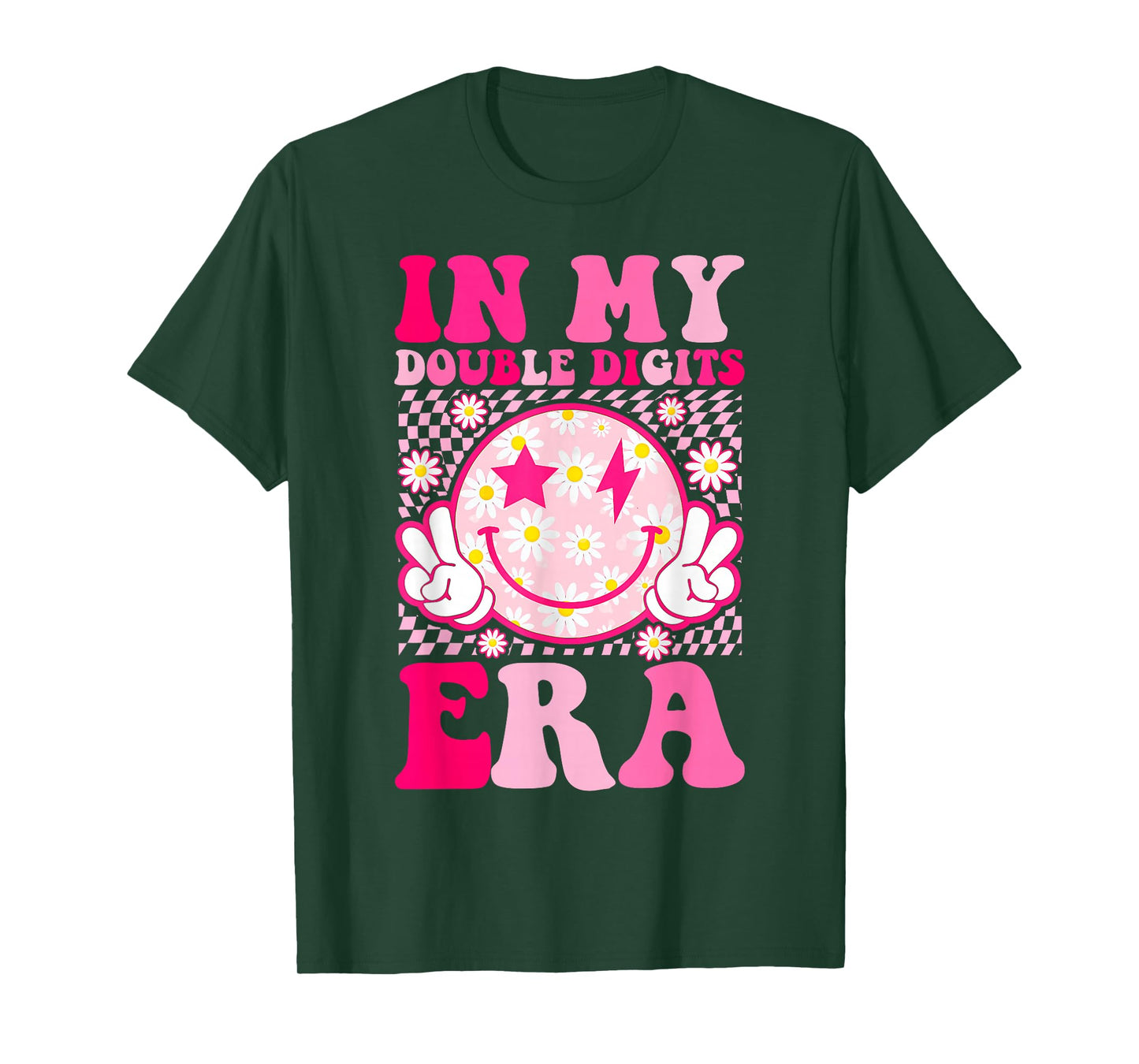 Birthday Happy Face For Women Girls In My Double Digits Era T-Shirt