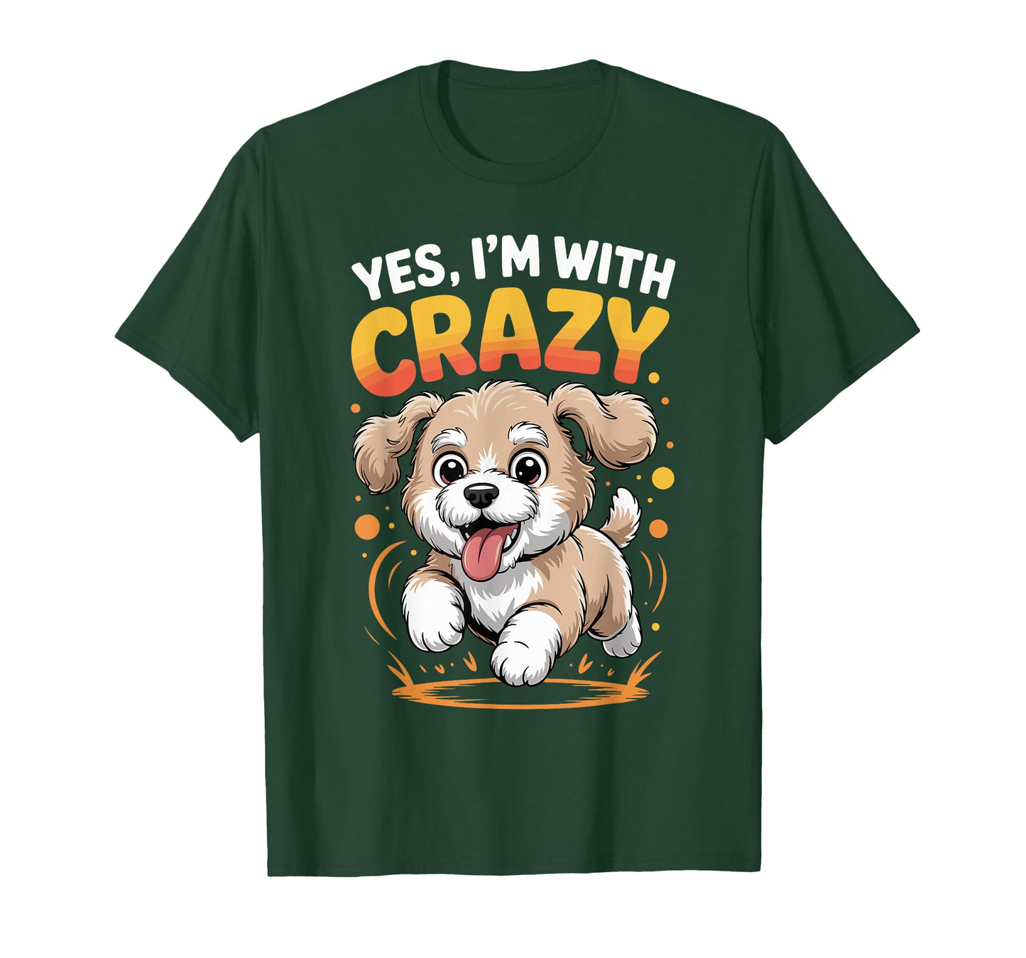 Yes I'm with Crazy Poodle Bichon Dog Breed Pet Funny Poochon T-Shirt