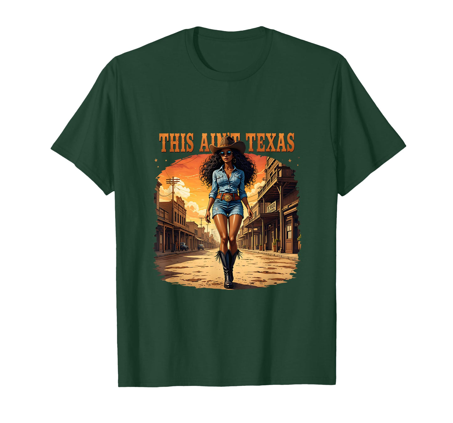 Melanin This Ain’t Texas African American Cowgirl Western T-Shirt