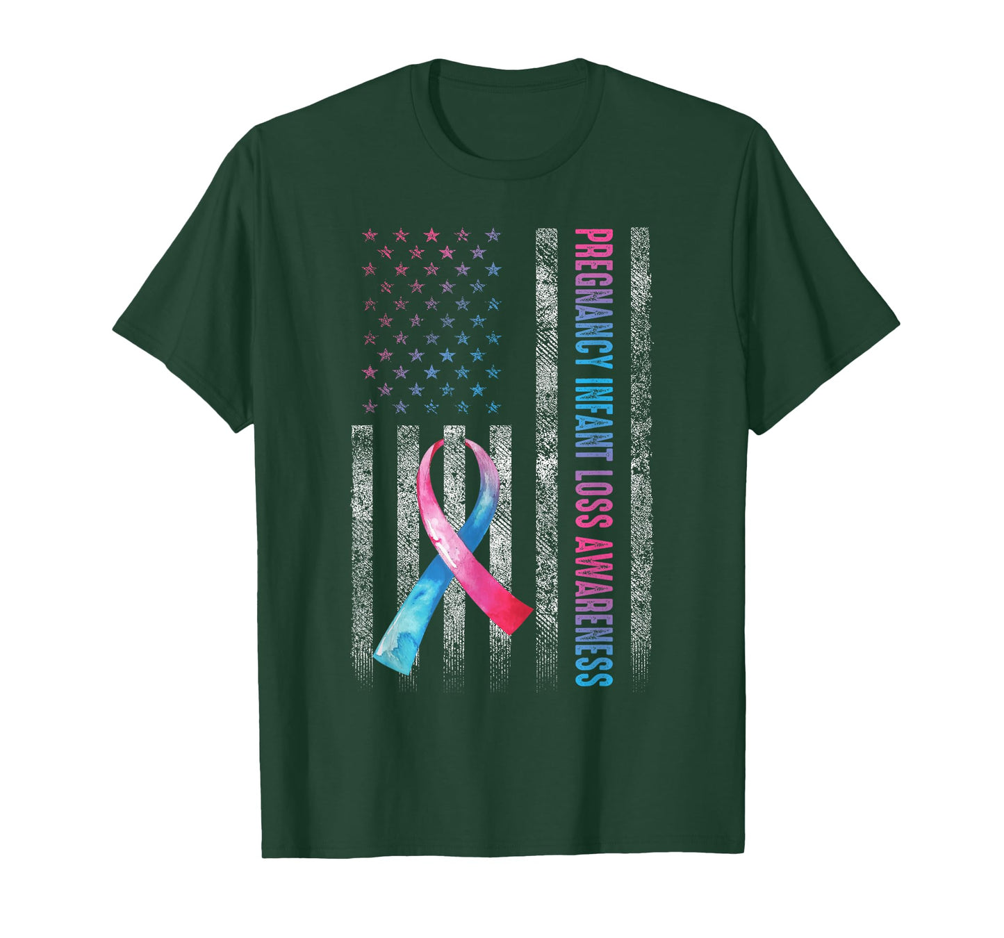 American Flag Pink & Blue Pregnancy Infant Loss Awareness T-Shirt