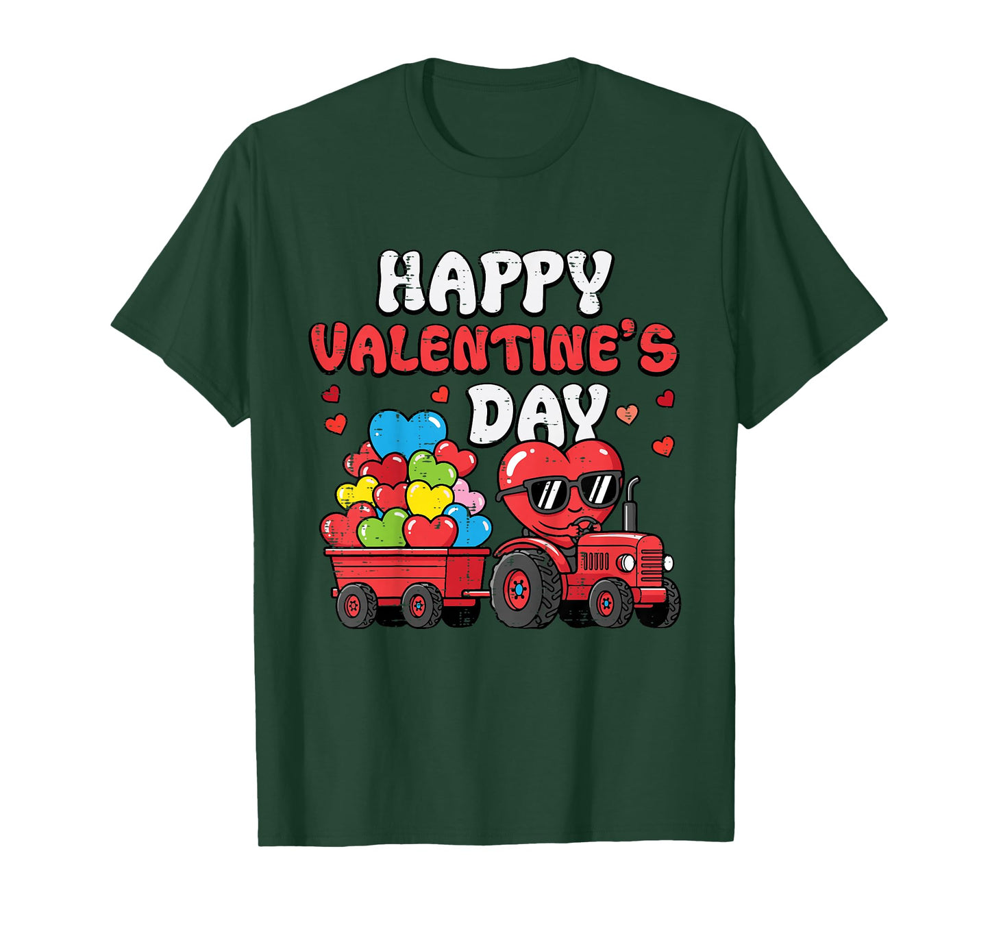 Kids Happy Valentines Day Tractor Heart Farm Toddler Boys Kids T-Shirt