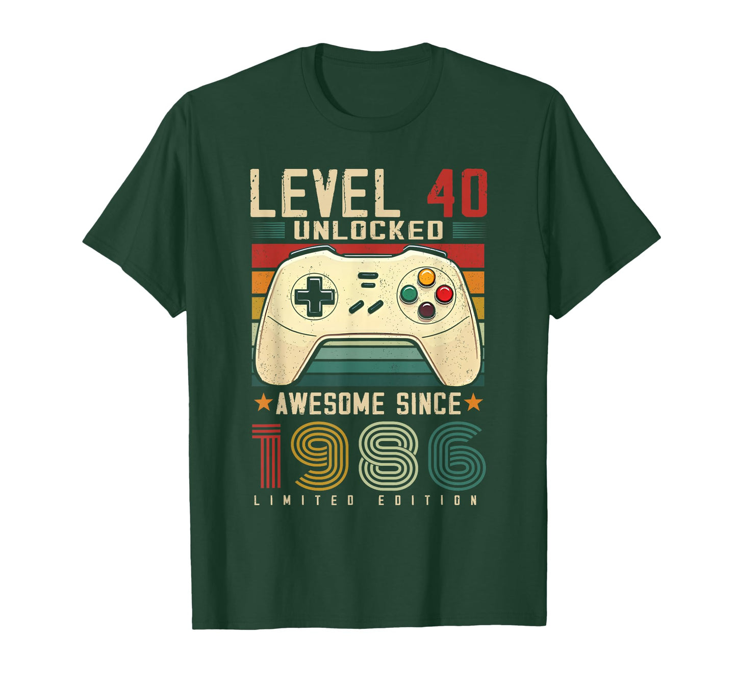 Level 40 Unlocked Awesome Since 1986 40th Birthday Gaming T-Shirt