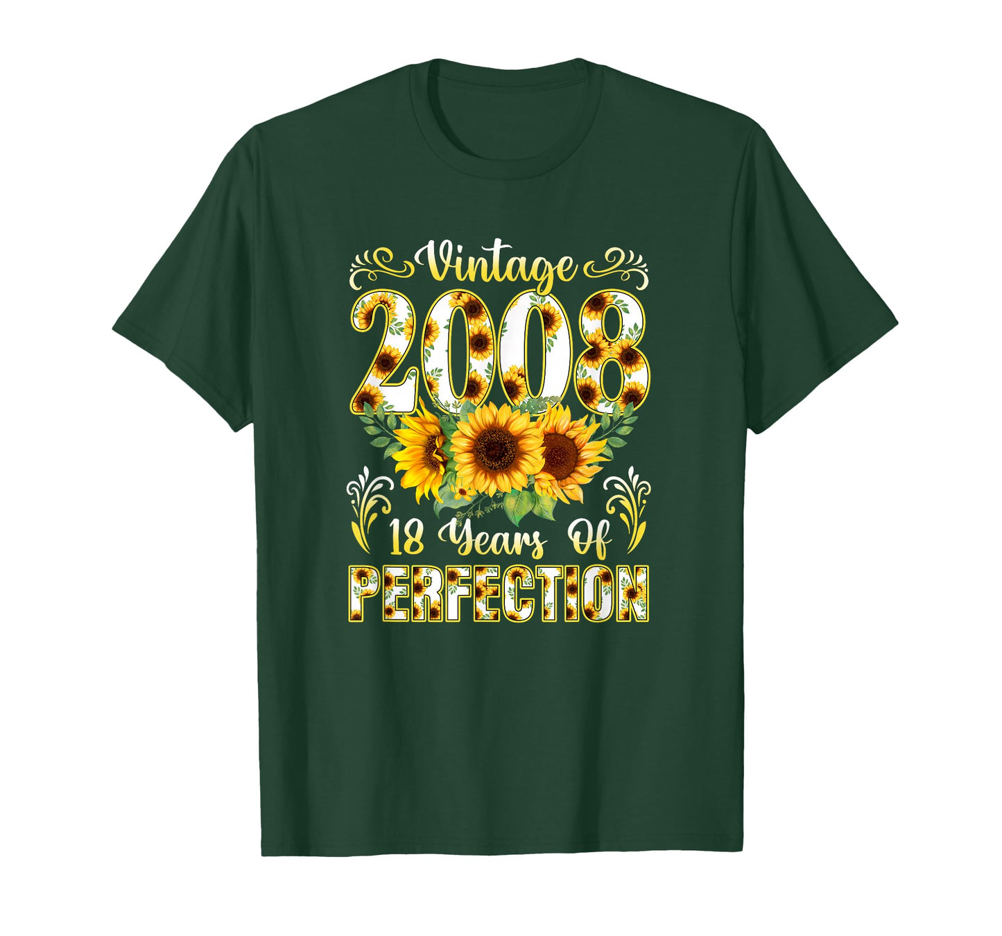 18 Year Old Vintage 2008 Sunflower 18th Birthday Girl Women T-Shirt