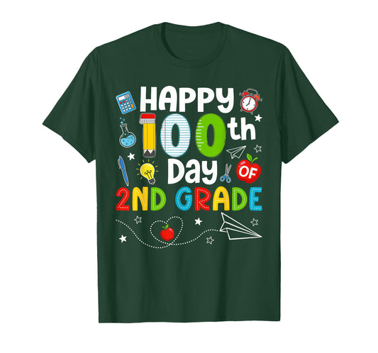 Happy 100th Day of 2nd Grade Teacher 100 Days of School Kids T-Shirt