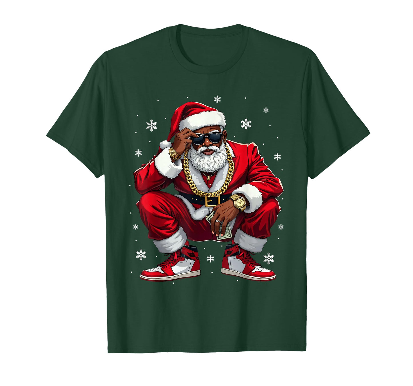 African American Santa Christmas Black Xmas Women Men Kids T-Shirt