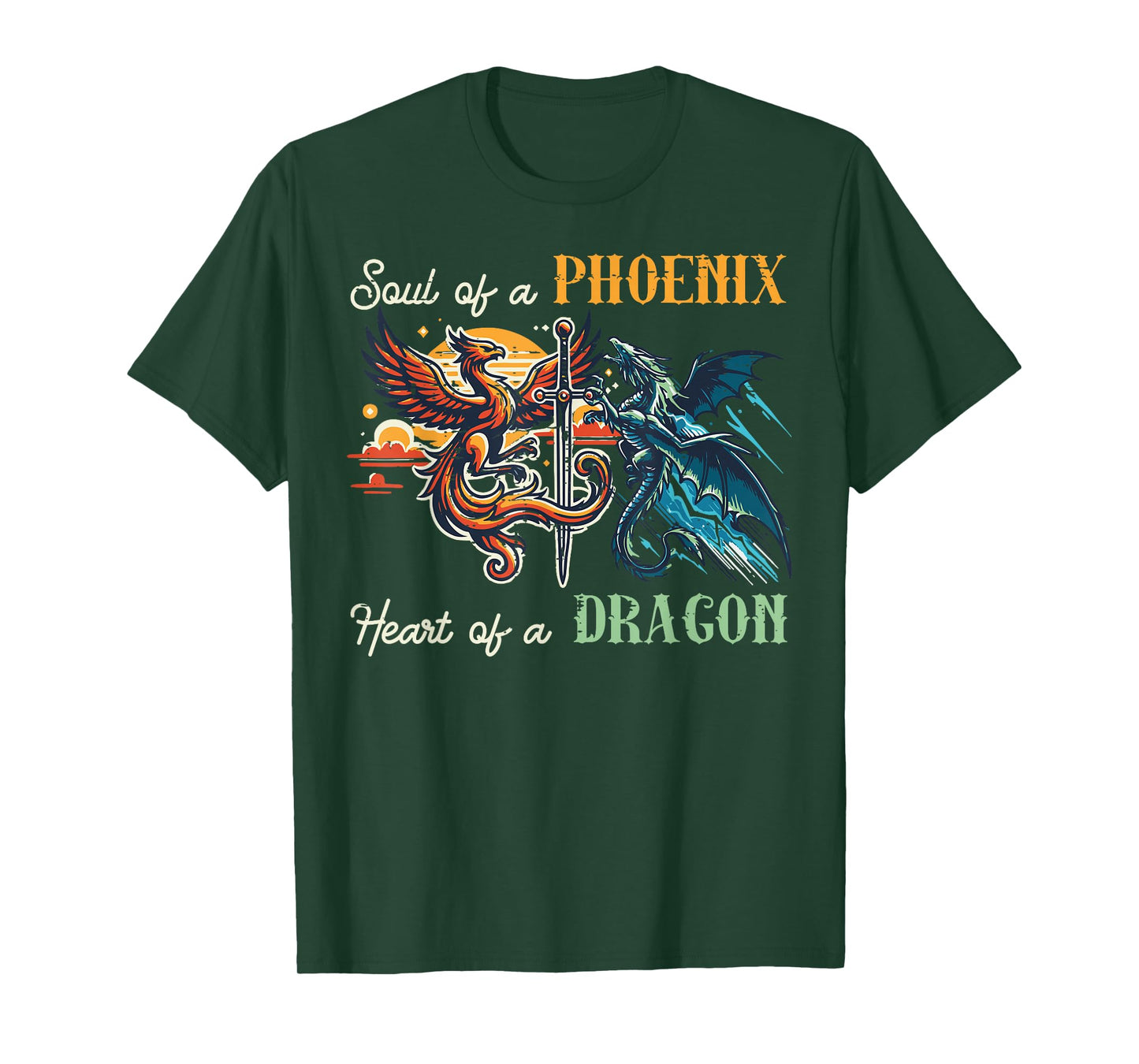 Soul of Phoenix Heart Dragon Fantasy Mythical Men Women Kids T-Shirt