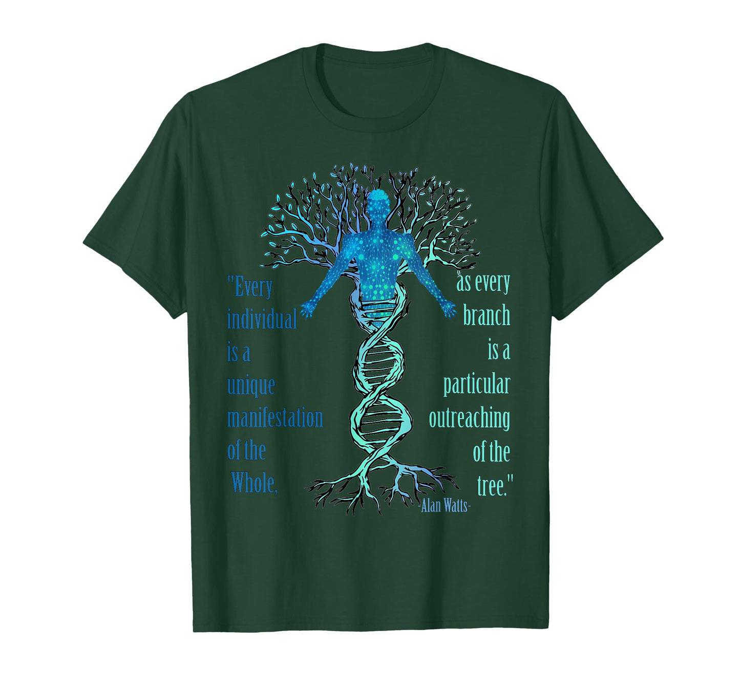 Alan Watts Best Philosophical Quotes Tree of Life DNA T-Shirt