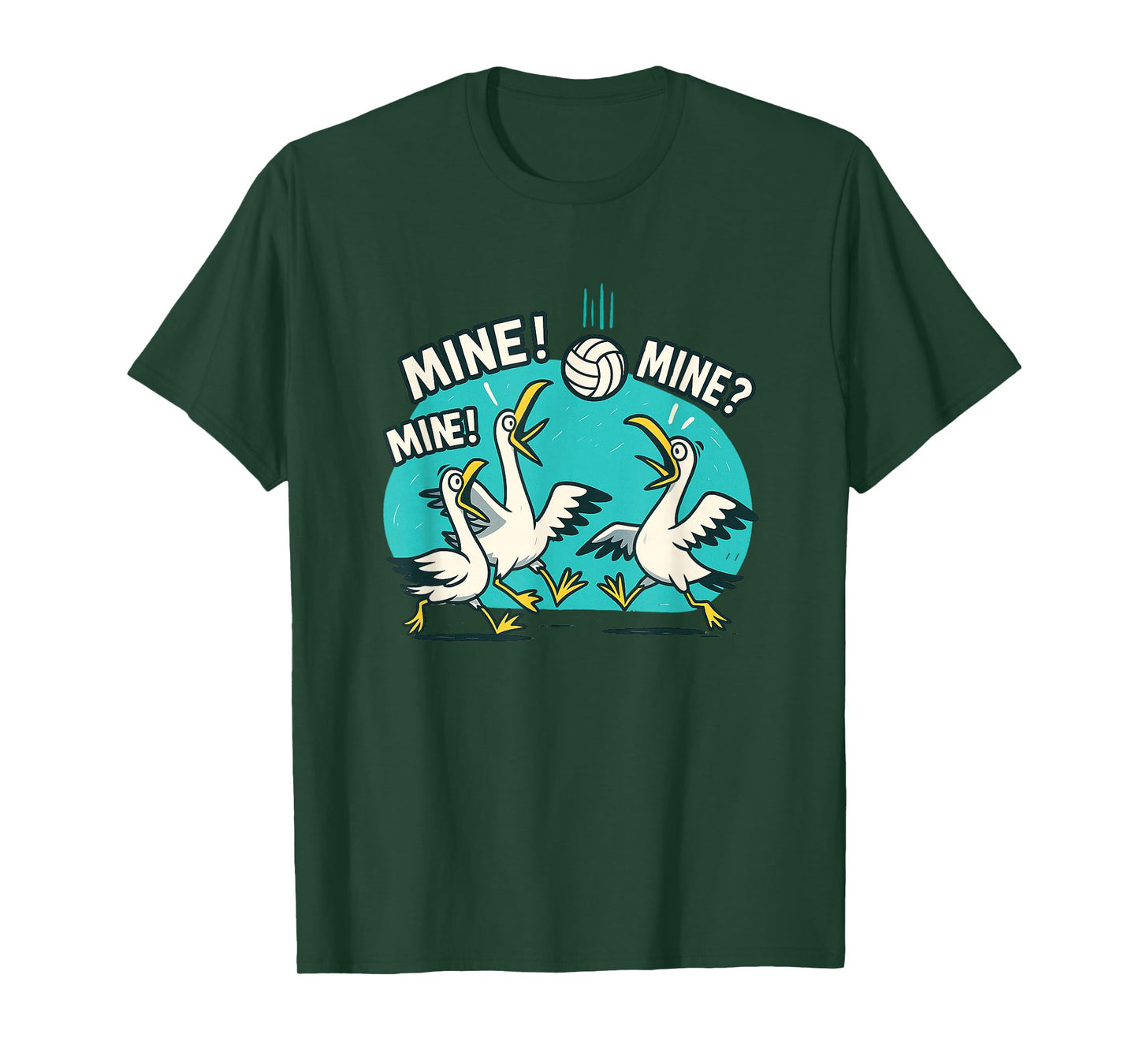 Funny Bird Playing Volleyball Seagull Albatross T-Shirt