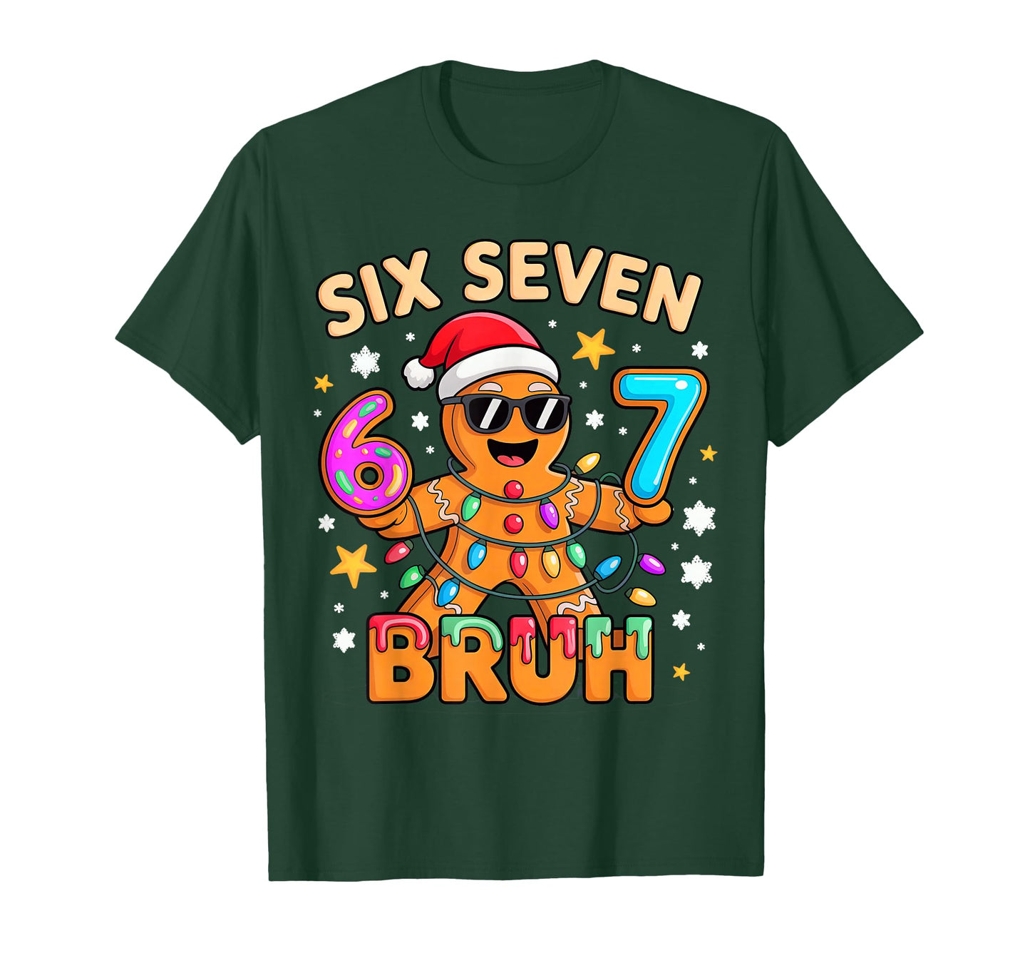 Bruh 67 Christmas Six Seven Gingerbreadman Boys 6 7 T-Shirt