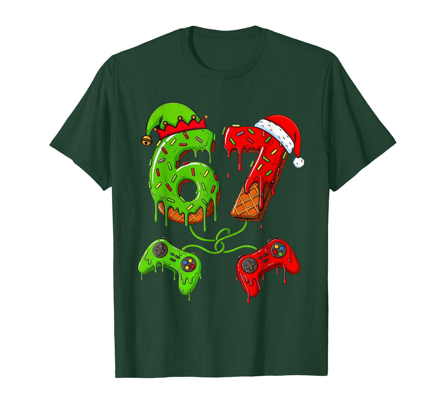 67 Ice Cream Drip Meme Gamer Six Seven Christmas Boys Kids T-Shirt