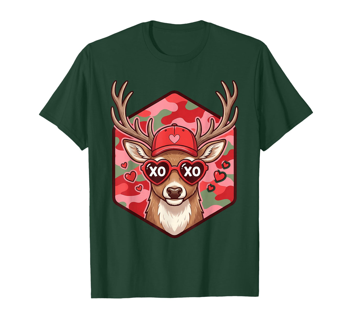 Retro Funny Boys Valentines Day Hunting Deer Camo Kids Men T-Shirt