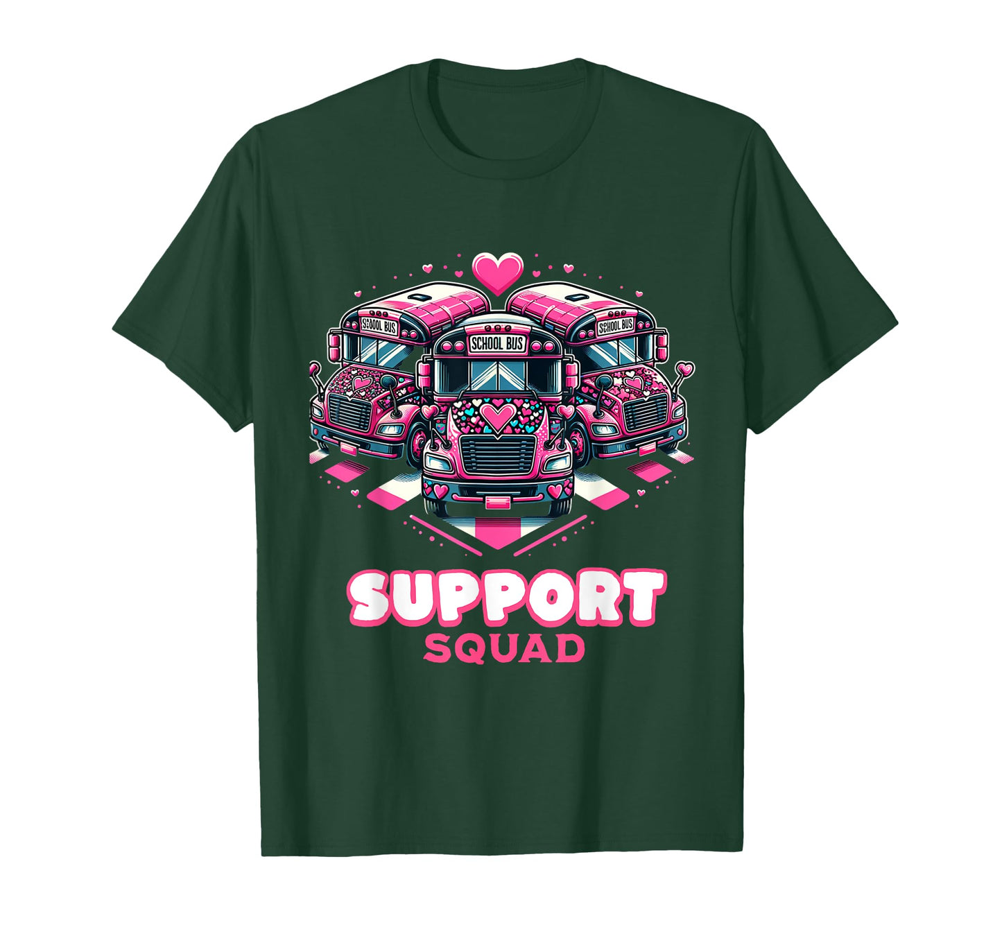 Support Squad Pink Leopard School Bus Driver Breast Cancer T-Shirt