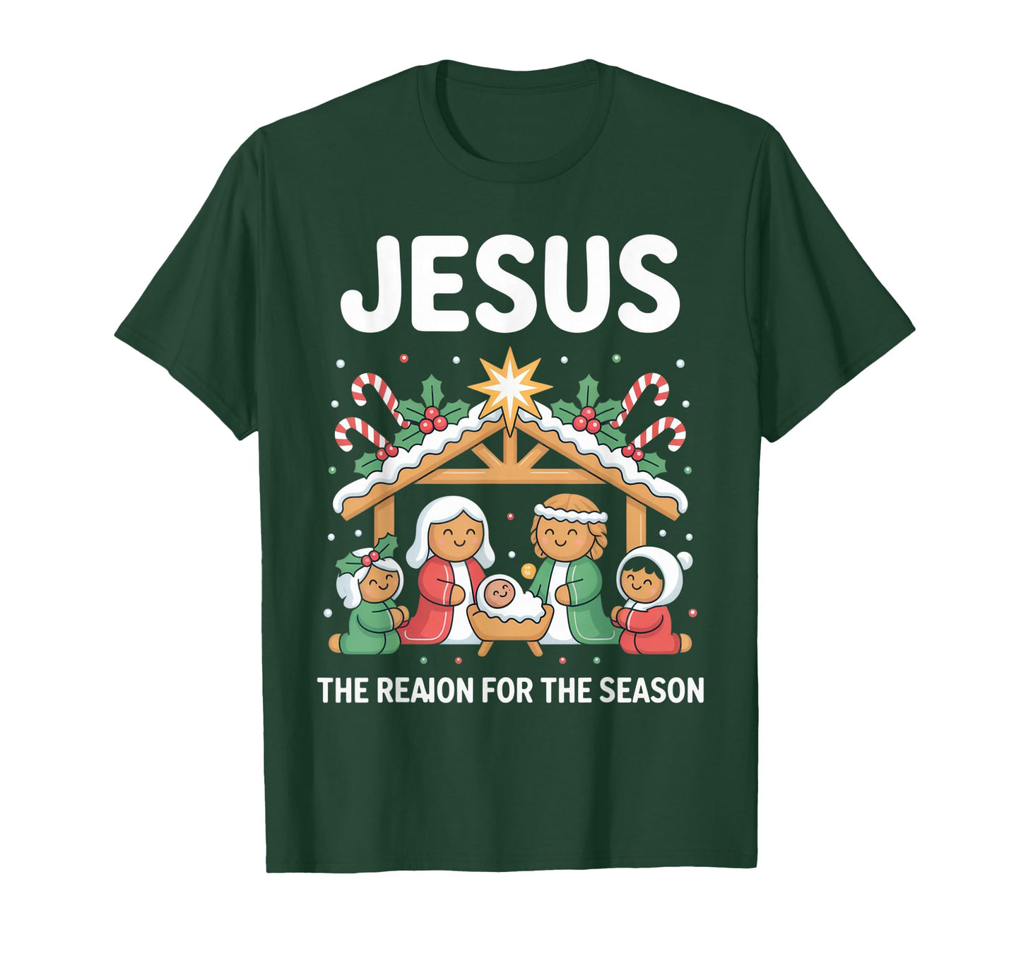 Jesus The Reason for The Season Christmas Spirit Nativity T-Shirt