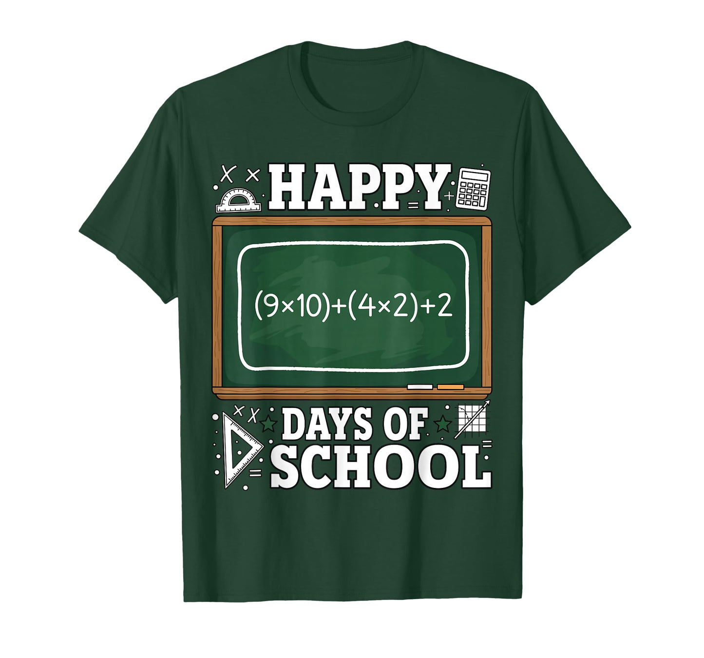 Math Equation Happy 100 Days of School Teacher Kids Funny T-Shirt
