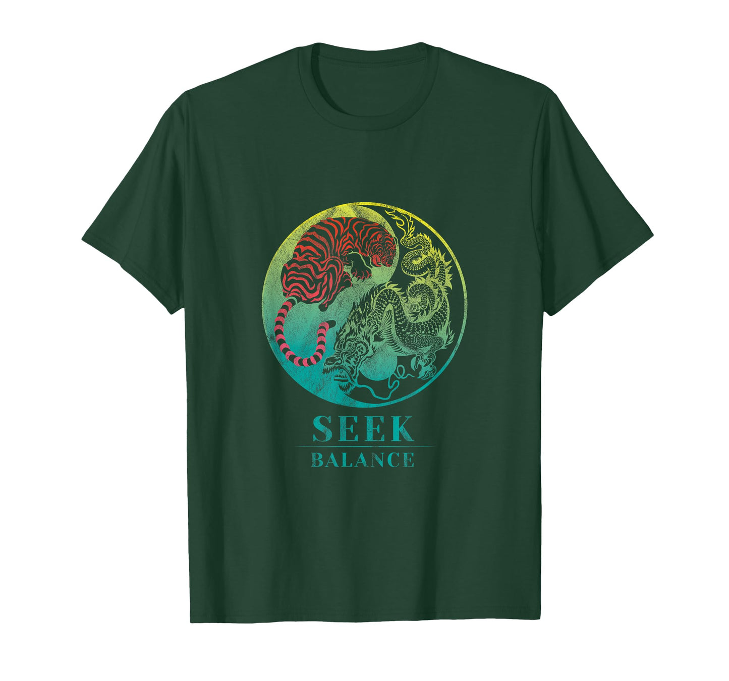 Yin Yang Symbol Dragon Tiger Seek Balance Male Female T-Shirt