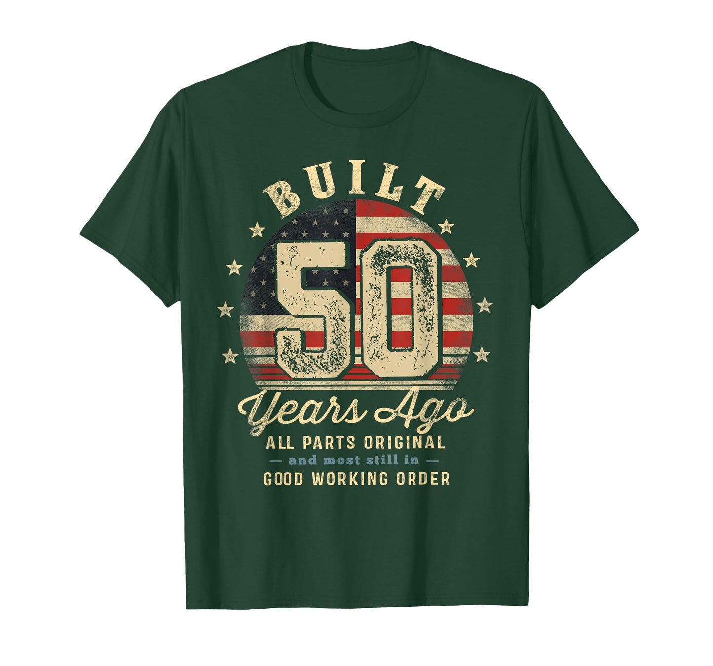 Built 50 Years Ago Funny 50th Birthday USA Flag T-Shirt