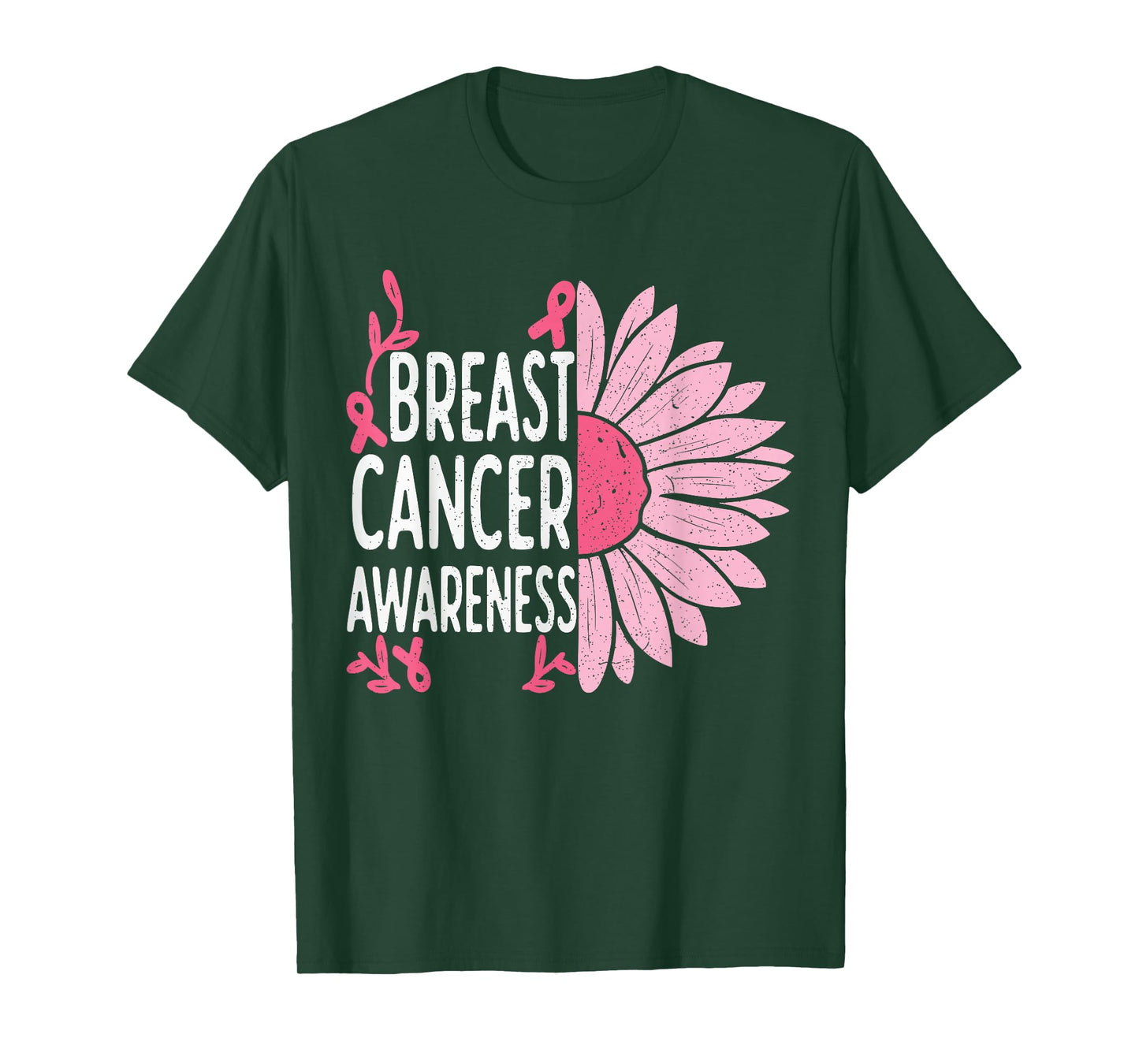 Sunflower Pink Ribbon Breast Cancer Awareness T-Shirt