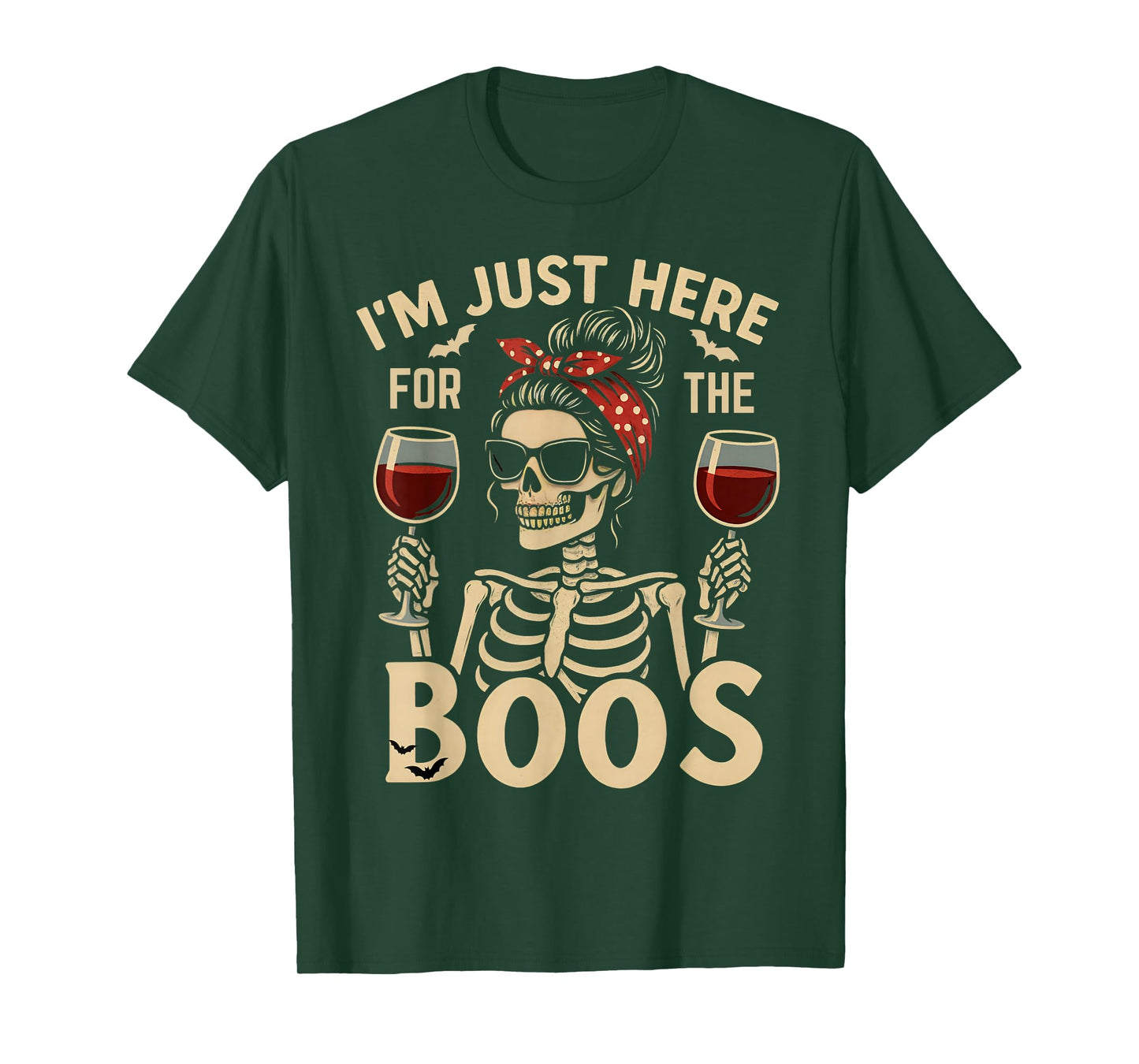 I’m Just Here for The Boos Funny Skeleton Halloween Costume T-Shirt