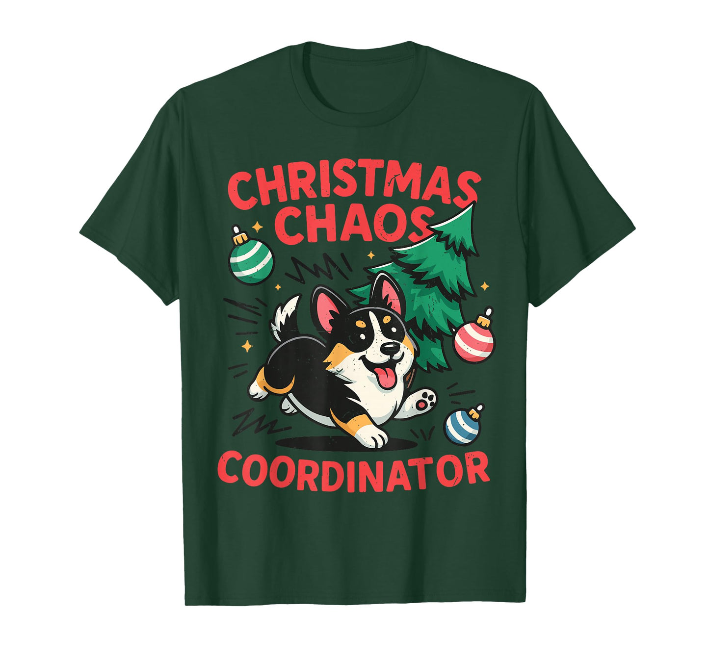 Funny Christmas Chaos Tri Color Corgi Pajama Costume Toddler T-Shirt