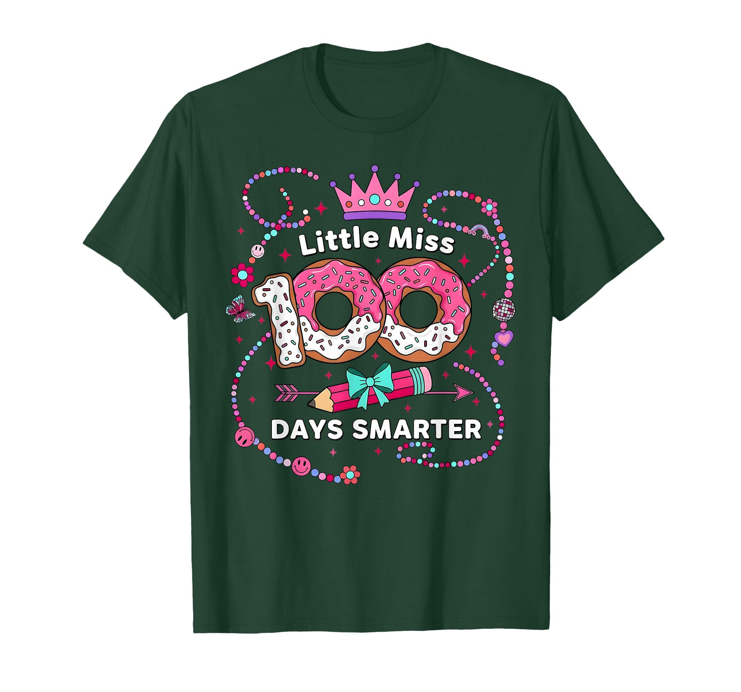 100 Days of School Girls Kids Little Miss 100th Day Smarter T-Shirt