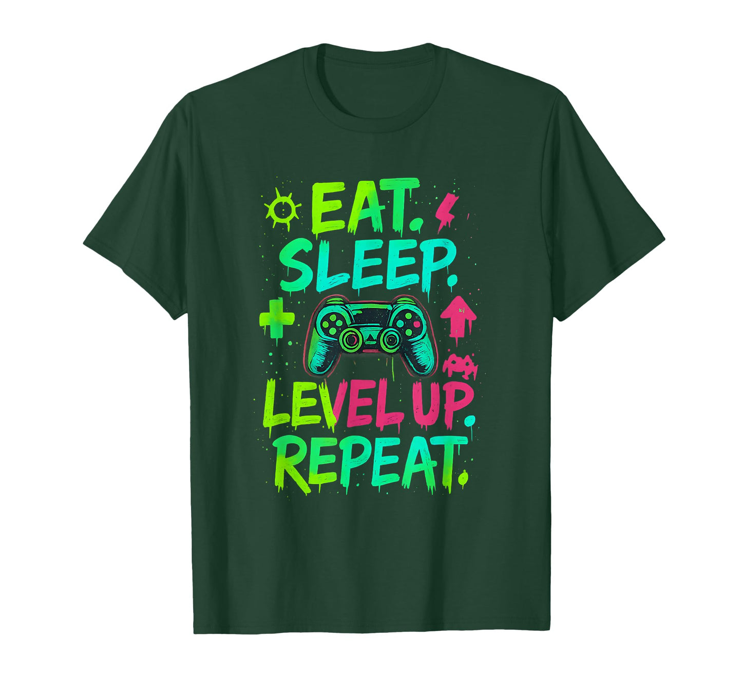 Eat Sleep Level Up Repeat Funny Boys Kids Adult Gamer T-Shirt