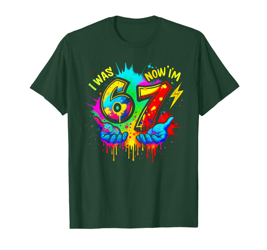 I was 6 Now I'm 7 Six Seven Meme Colorful Paint T-Shirt