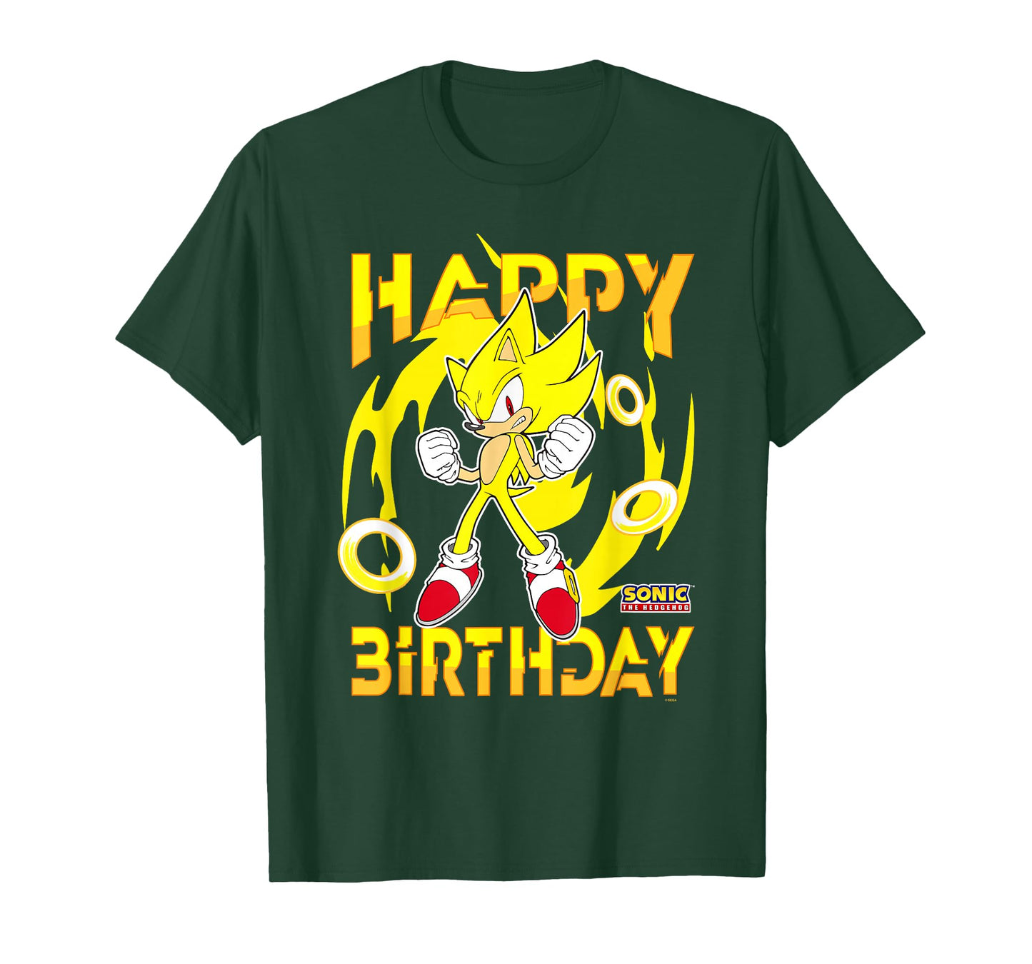 Sonic The Hedgehog Happy Birthday Super Sonic Chest Poster T-Shirt