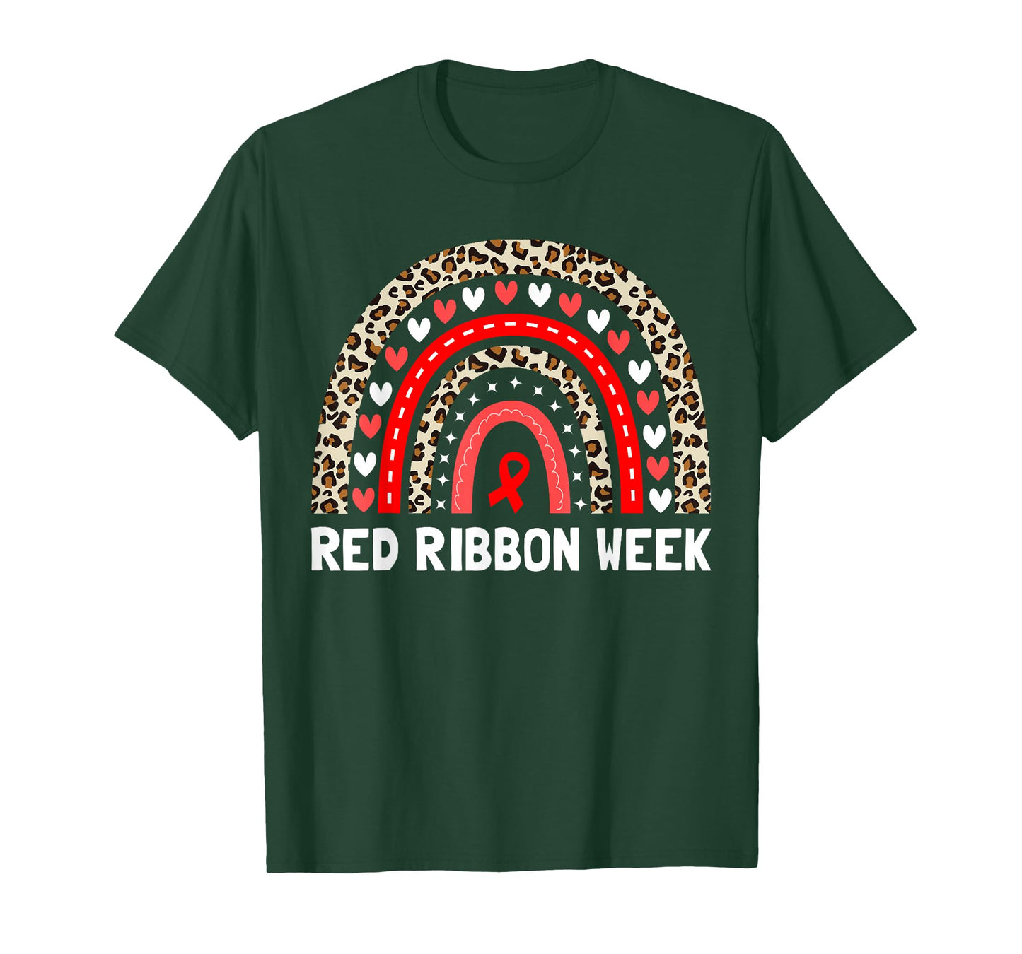 Red Ribbon Week Rainbow Men Women Kids Red Ribbon T-Shirt