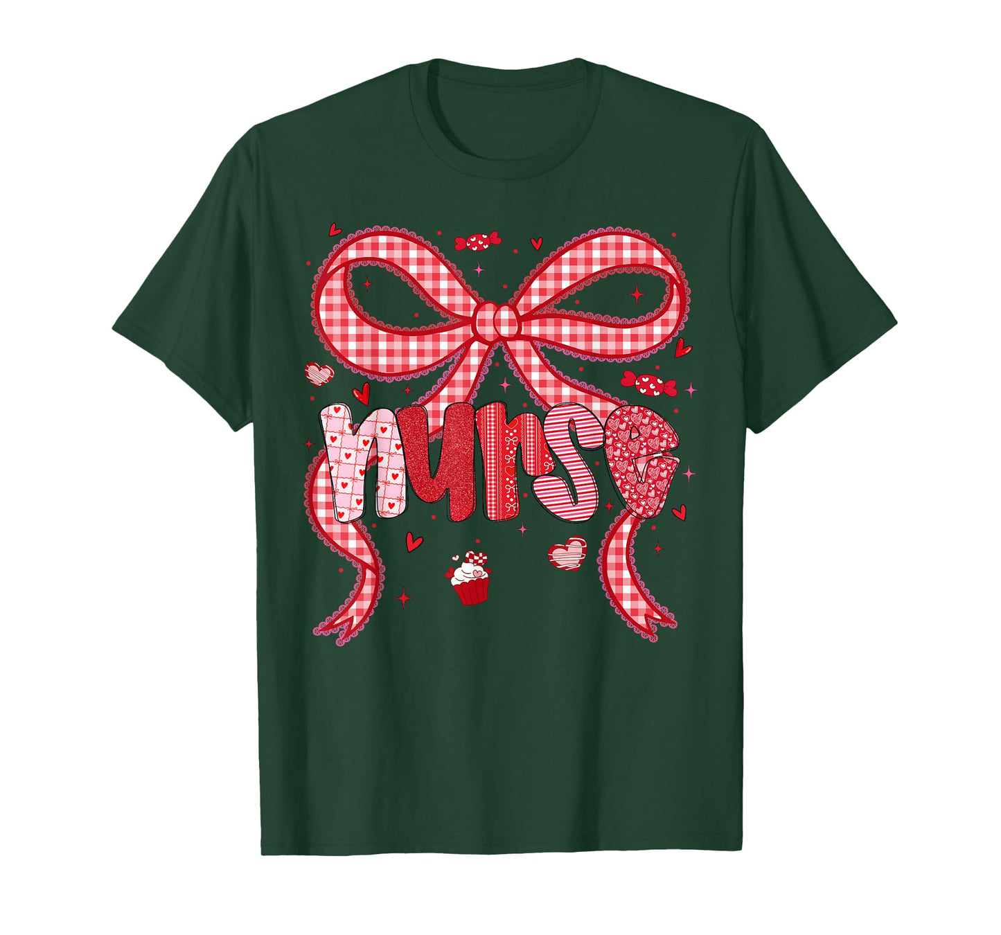 Valentine Nurse Coquette Bow Stethoscope Girl Women T-Shirt