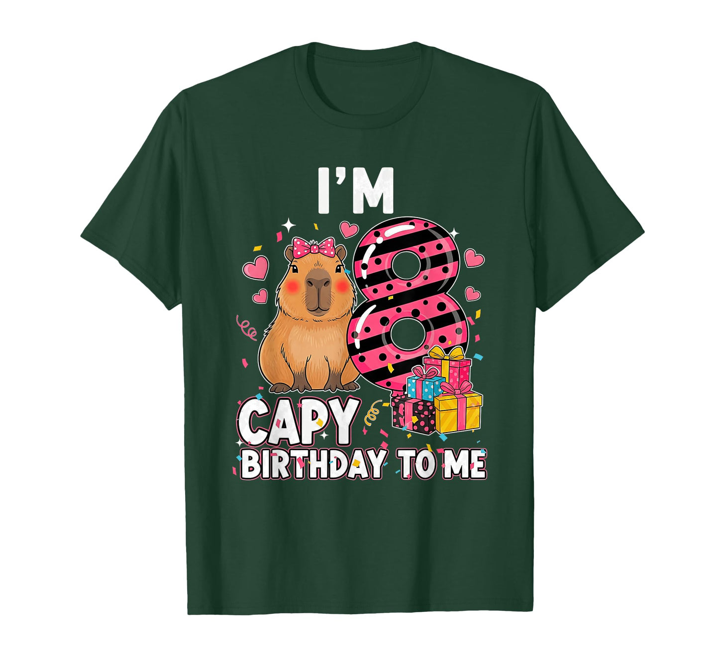 8 Years Capy Birthday to Me Girls 8th Birthday Capybara T-Shirt