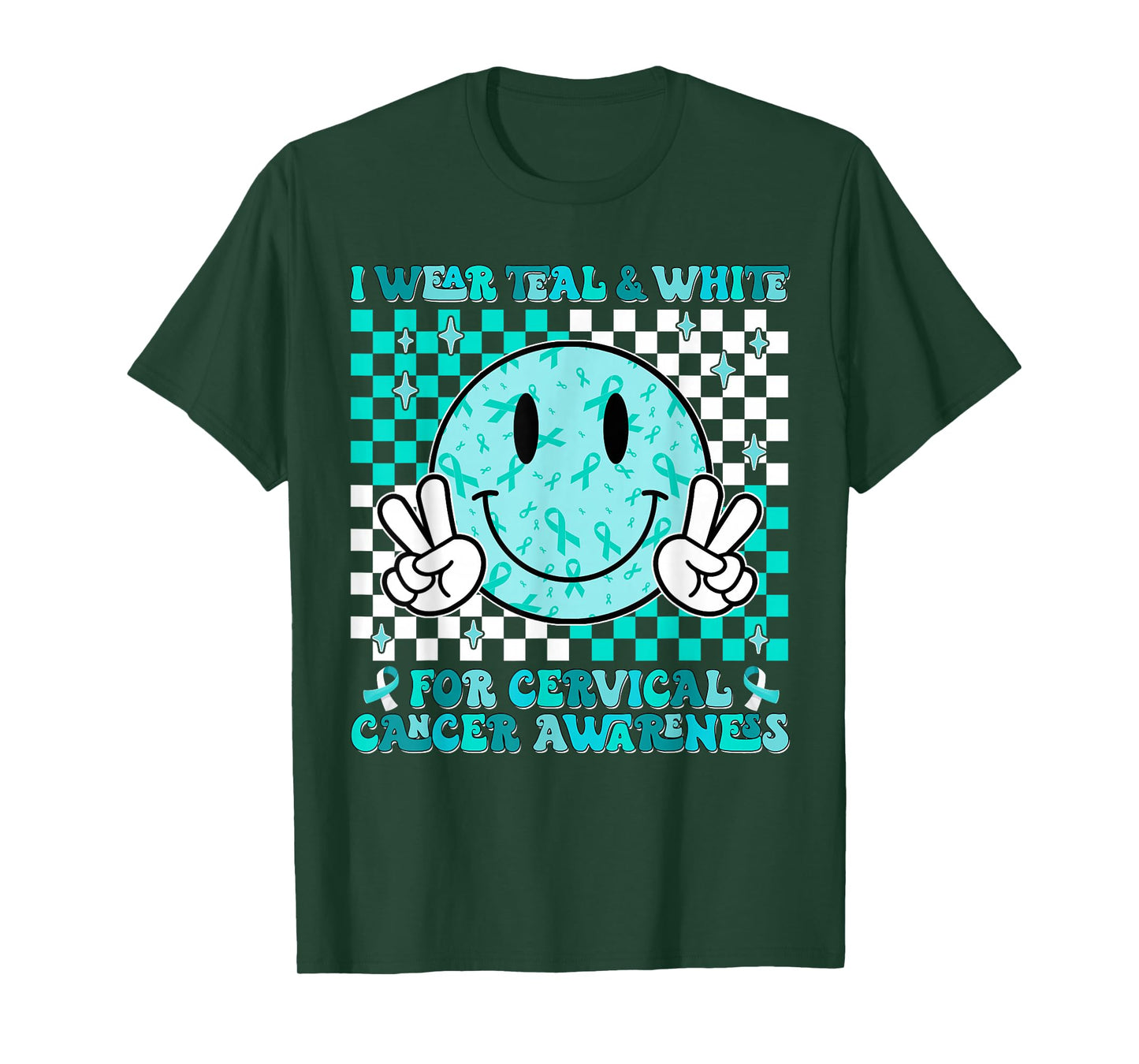 in January We Wear Teal and White Cervical Cancer Awareness T-Shirt