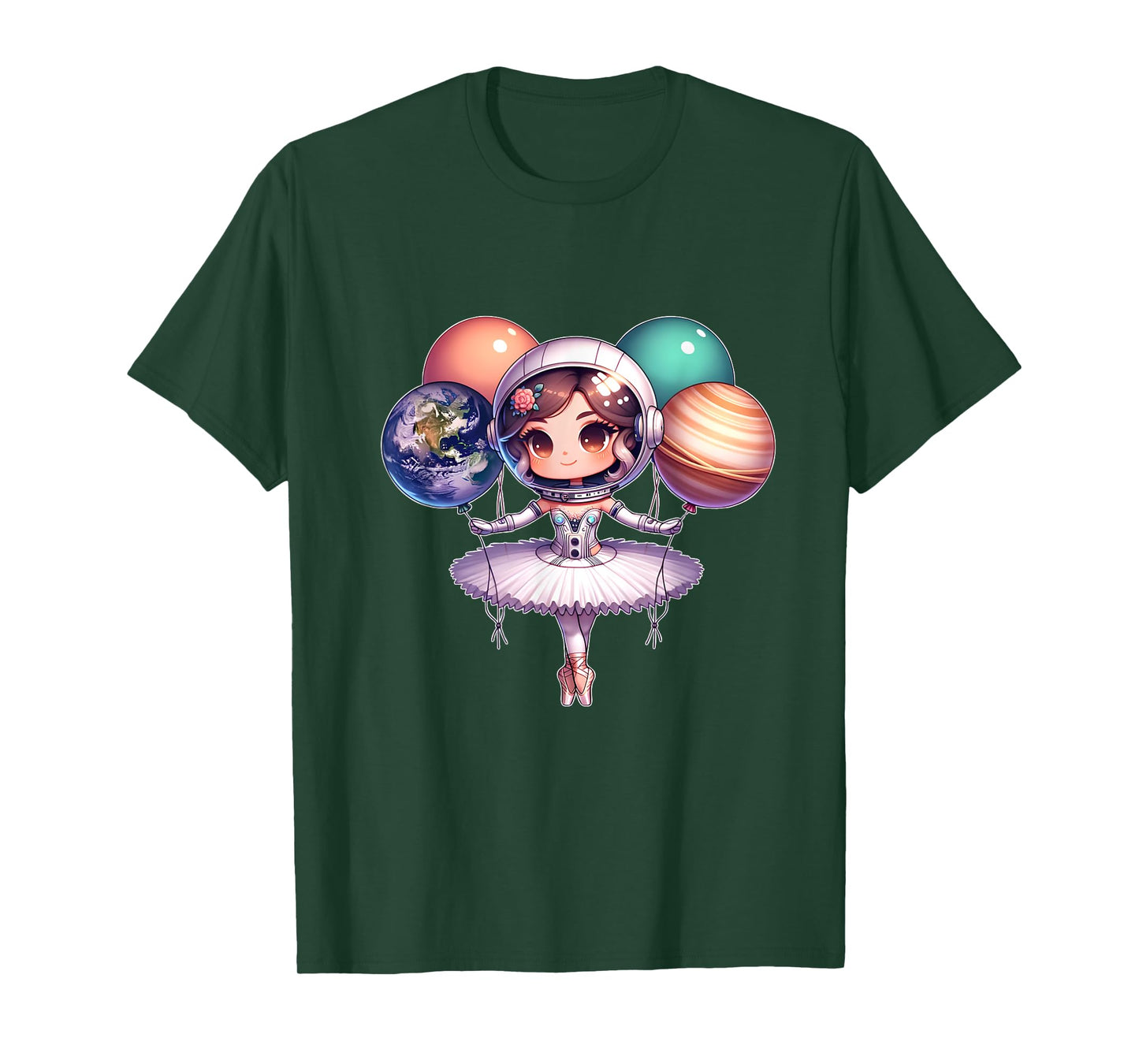 Cute ballerina girl space astronaut funny space ballons T-Shirt
