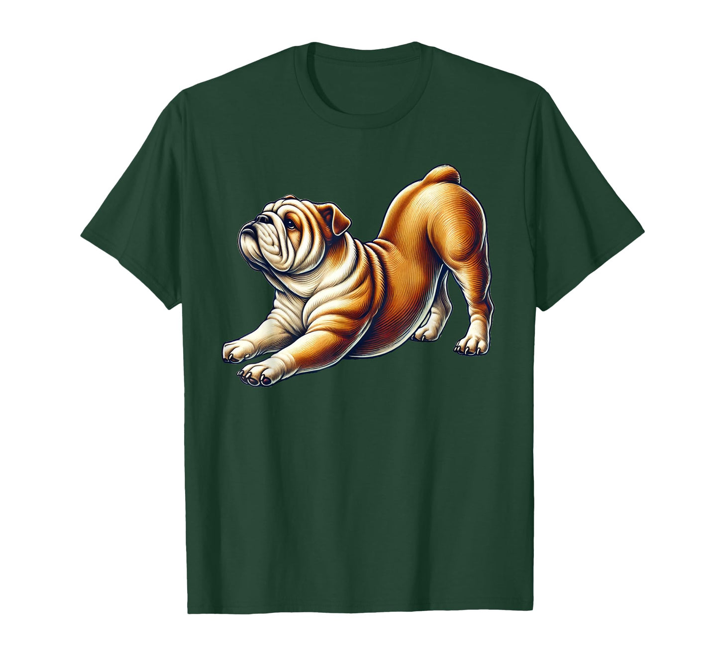 English Bulldog Dog Yoga Pose T-Shirt for Men Women Kids