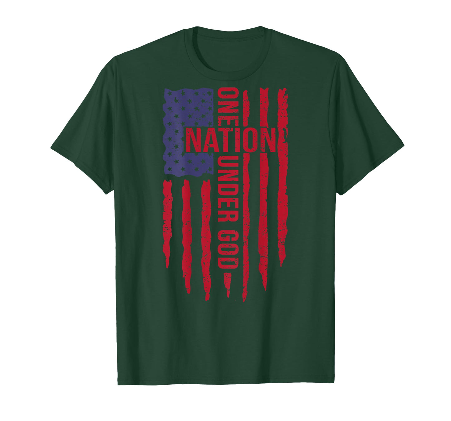 Jesus One Nation Under God Christian American Flag On Back T-Shirt