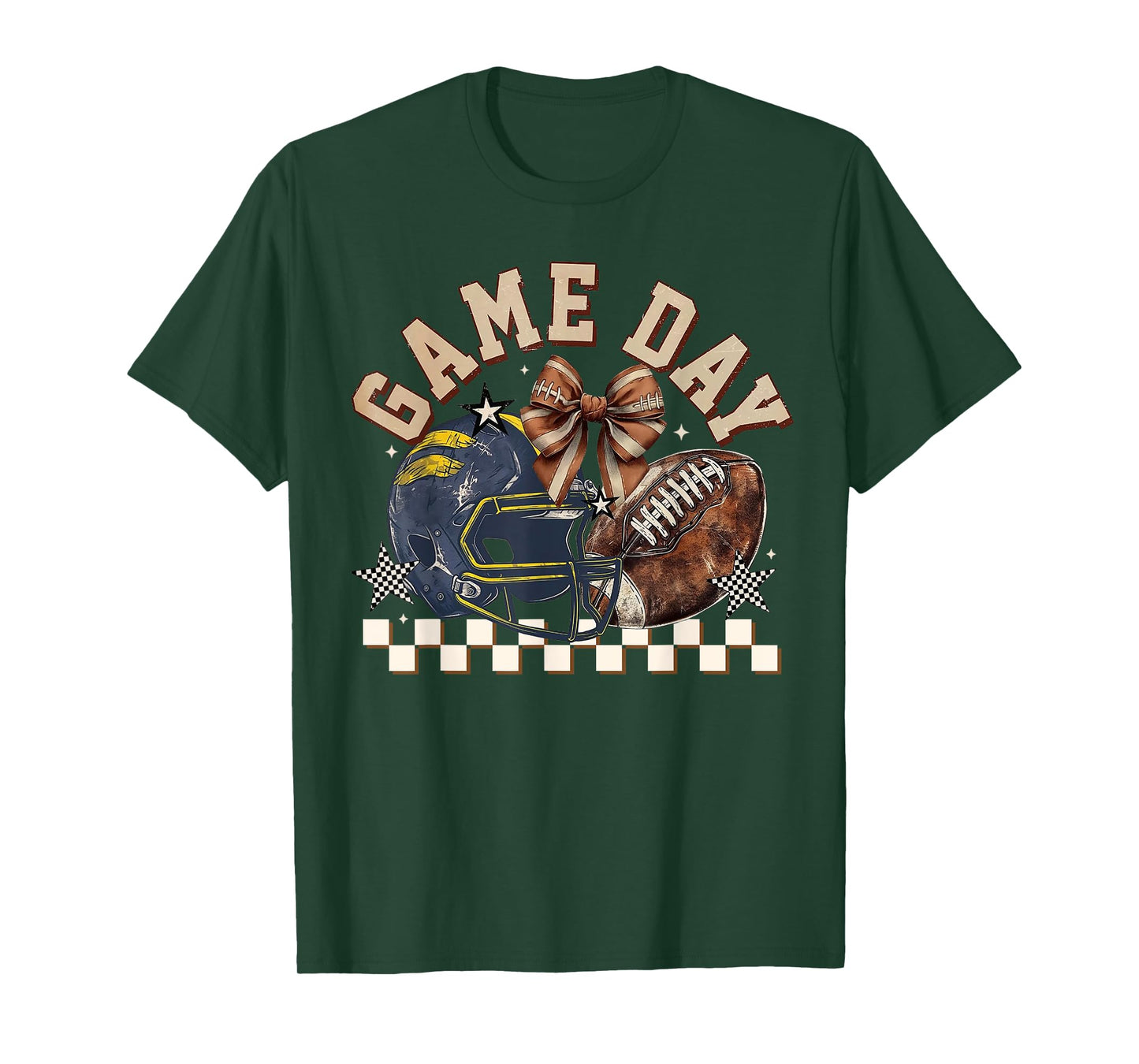Vintage Football Mom Blue Coquette Bow Game Day Women Girl T-Shirt