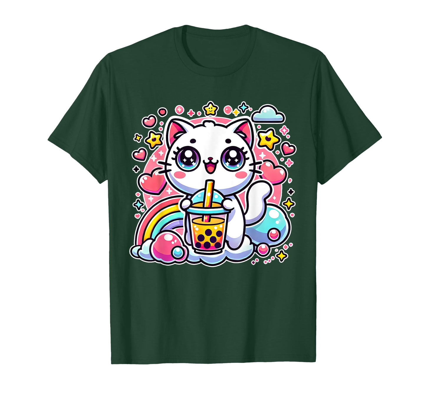 Cute Cat Boba Tea Bubble Tea Anime Kawaii Neko Gift Idea T-Shirt for Men Women Girls Kids