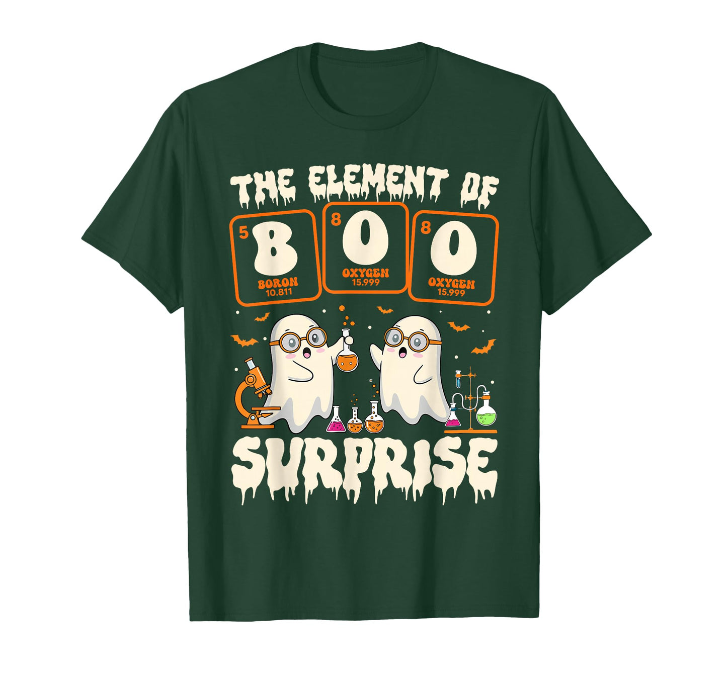 Halloween Science Ghost Teacher The Element of Surprise T-Shirt