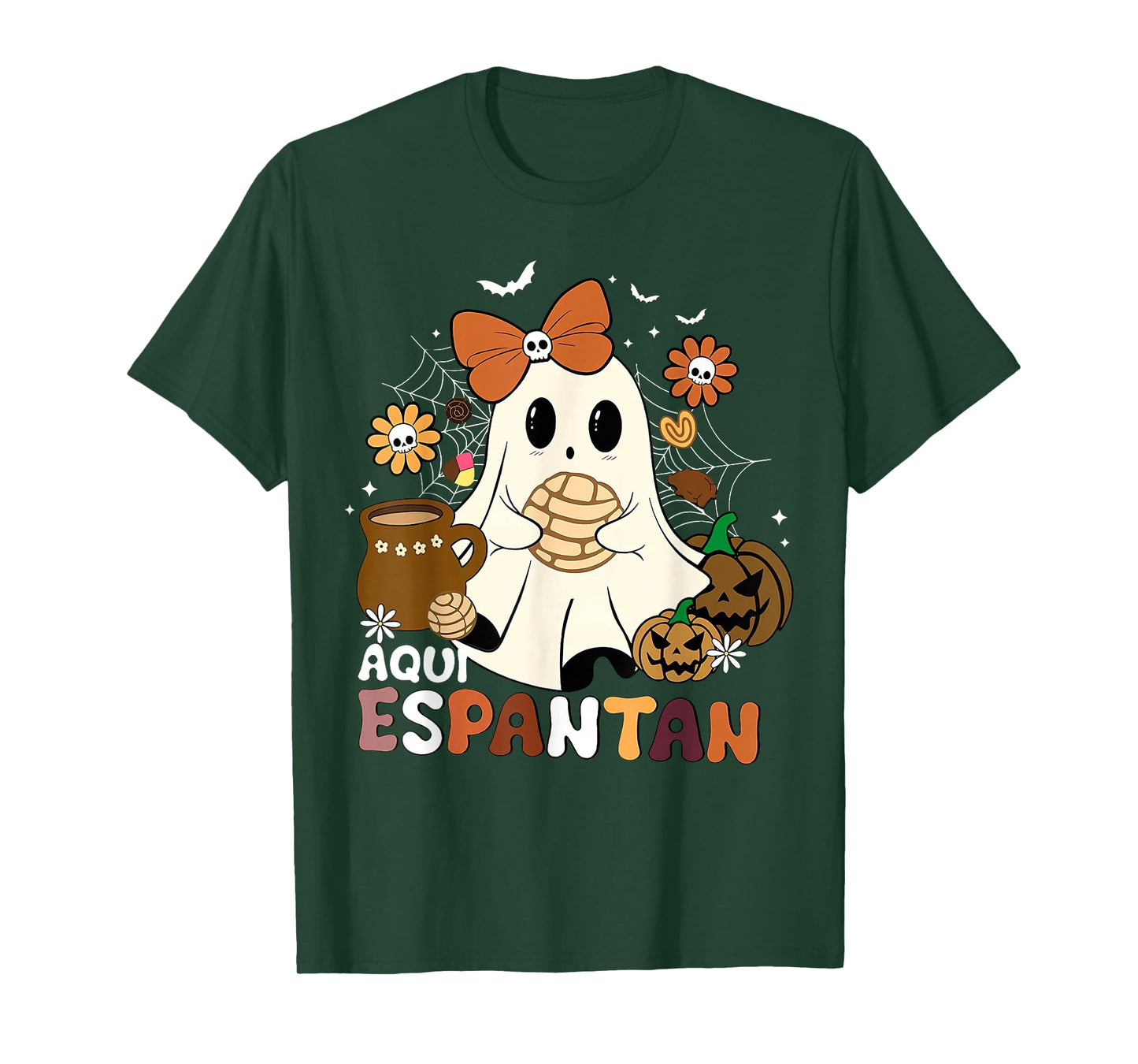 Aqui espantan Dia de Muertos Spanish Mexican Halloween Funny T-Shirt