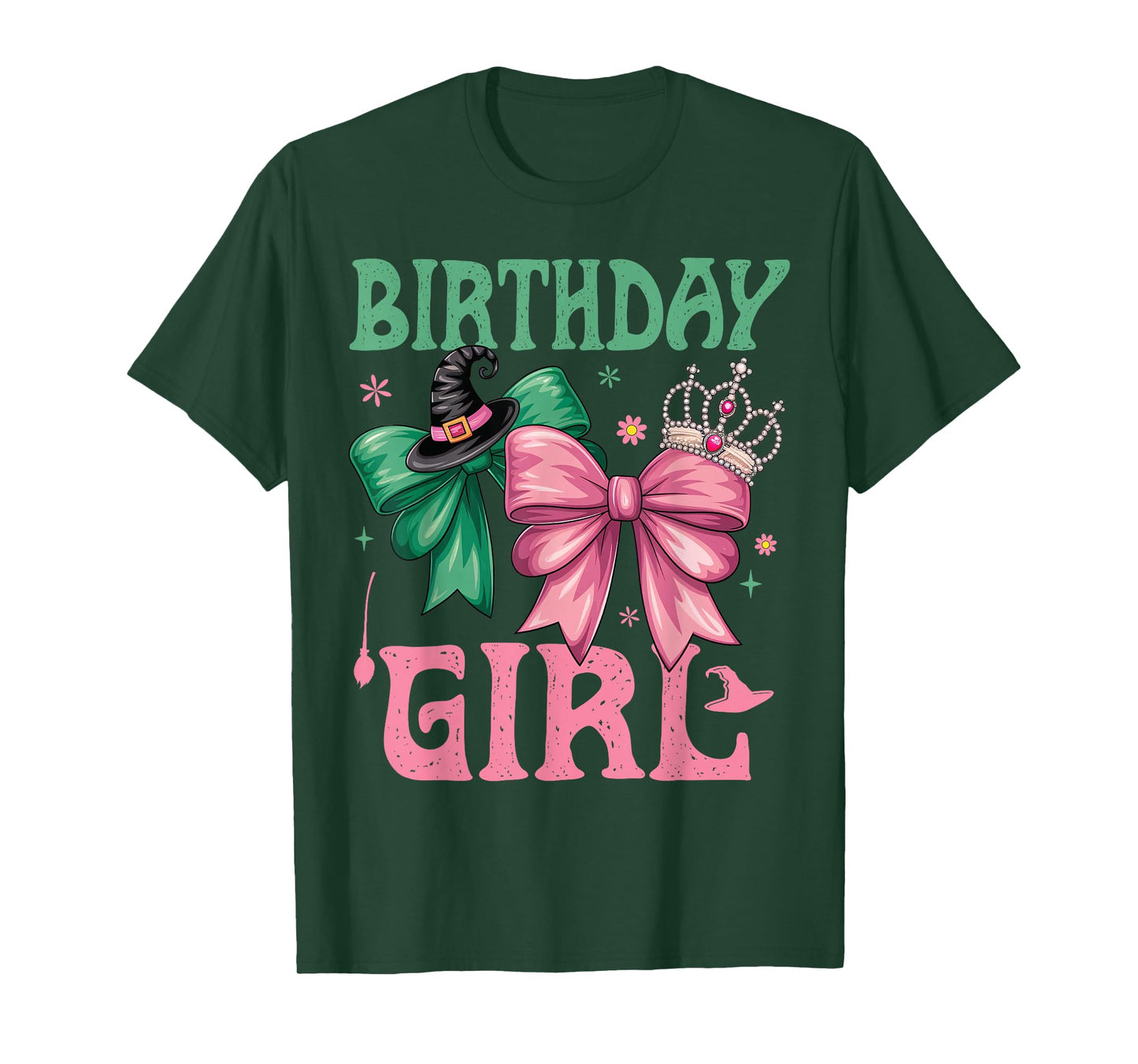 Birthday Girl Pink and Green Birthday Witch Women Girl Kids T-Shirt