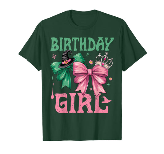 Birthday Girl Pink and Green Birthday Witch Women Girl Kids T-Shirt