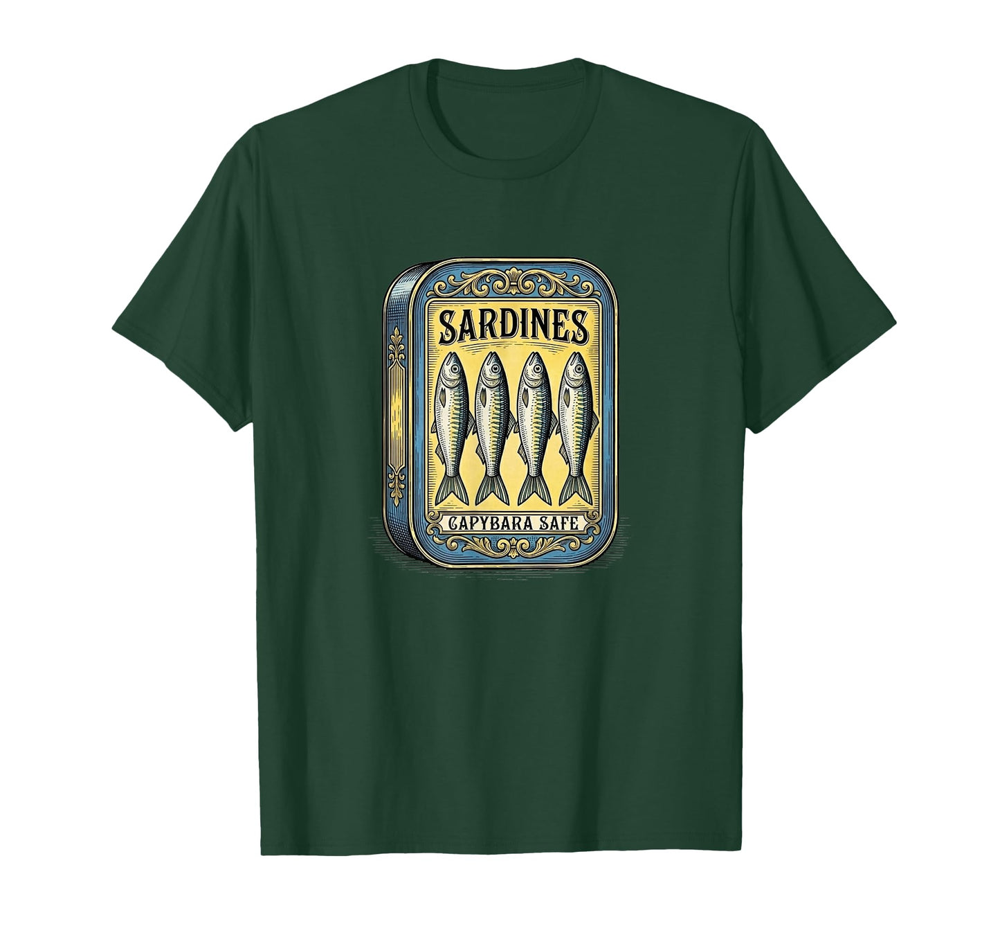 Sardines Vintage Retro Canned Fish Parody Fun Capybara Safe T-Shirt