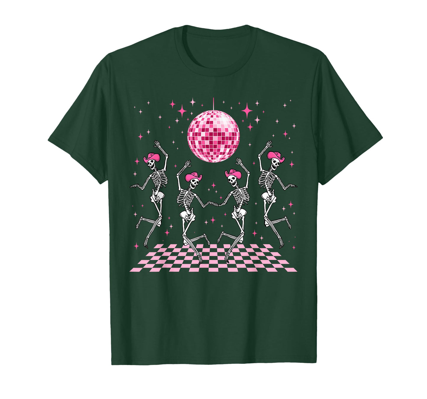 Cowgirl Western Funny Dancing Skeletons & Disco Ball Club T-Shirt