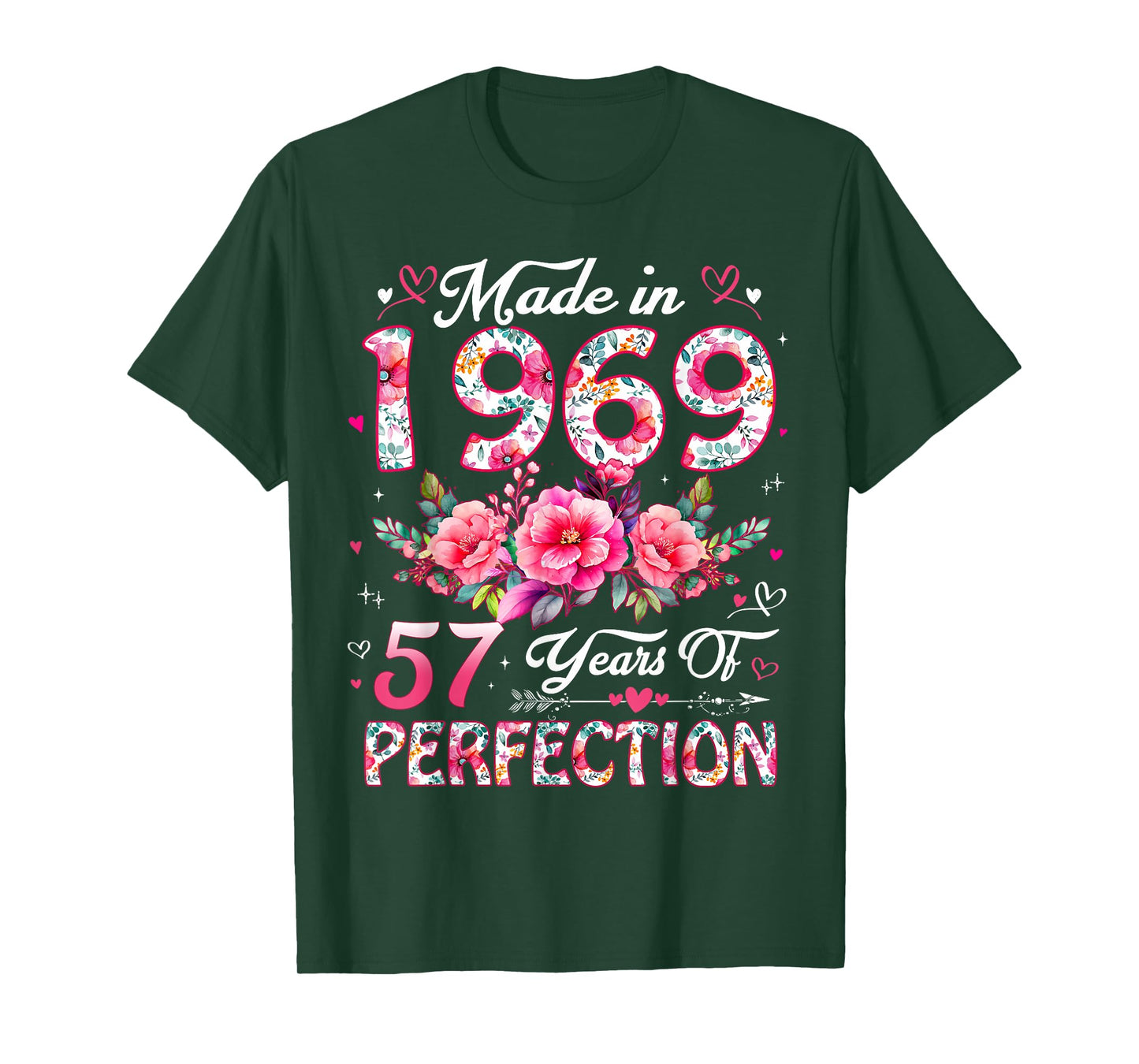 57 Year Old Made in 1969 Floral 57th Birthday Women T-Shirt