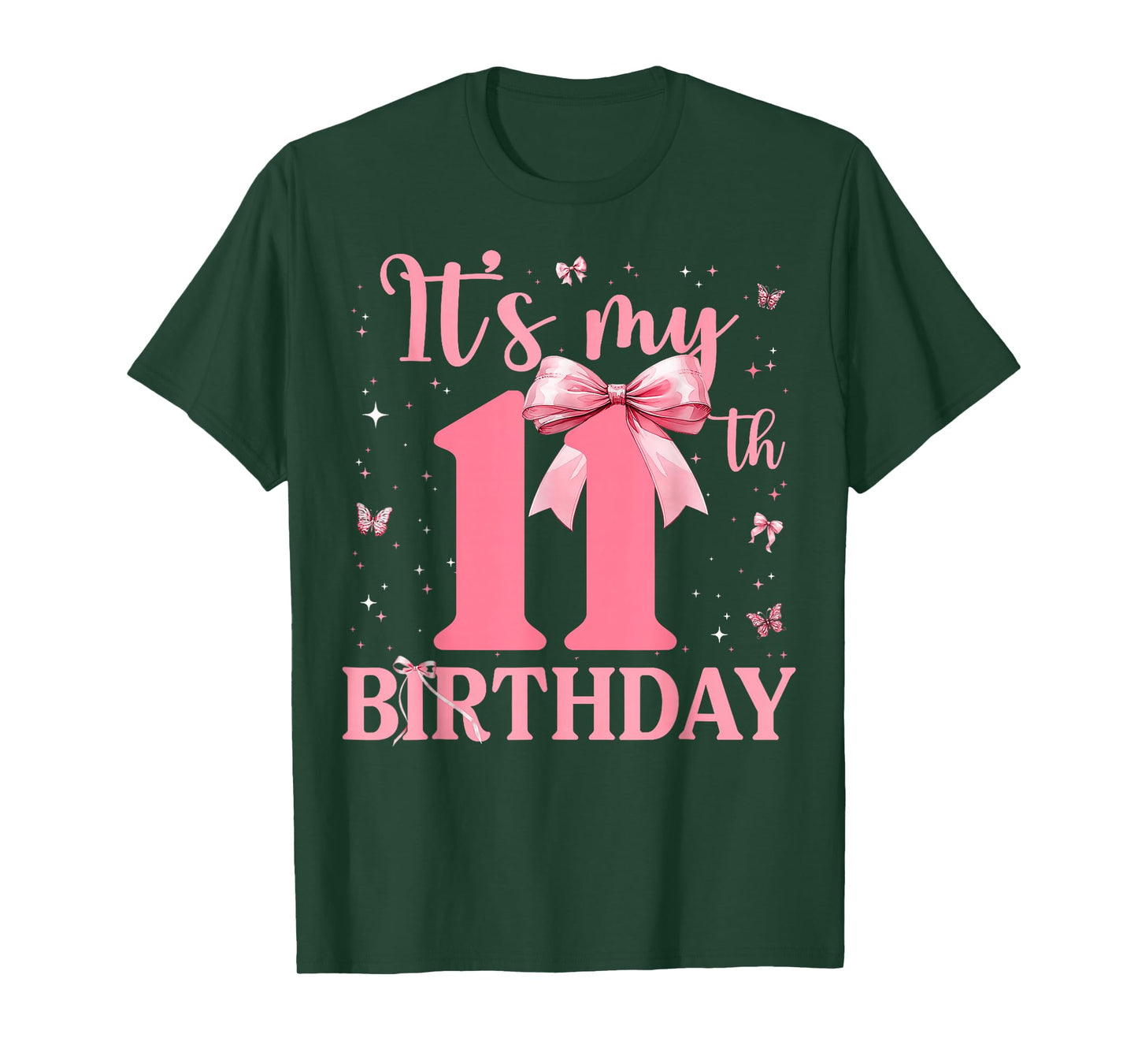 It's My 11th Birthday Aesthetic Pink Bow Coquette Birthday T-Shirt